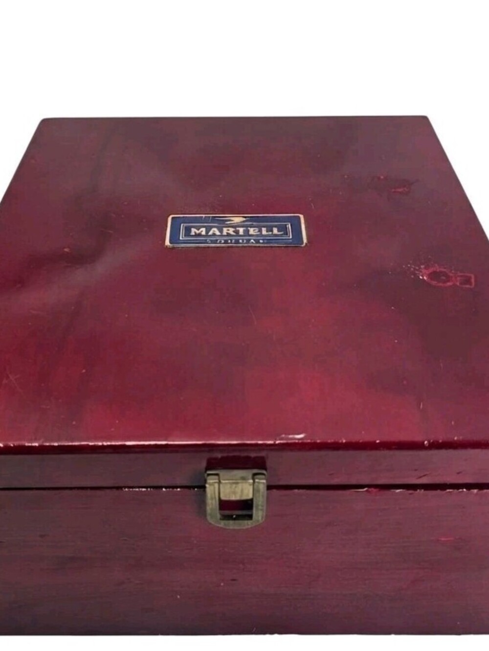 Martell Cognac Cedar Lined Wooden Humidor Cigar Box Hygrometer 12" x 12"